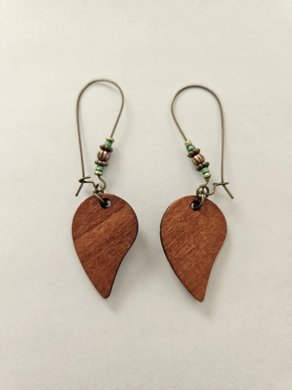Boho Leaf Drop Earrings in Brown and Turquoise Western Feminine Festival